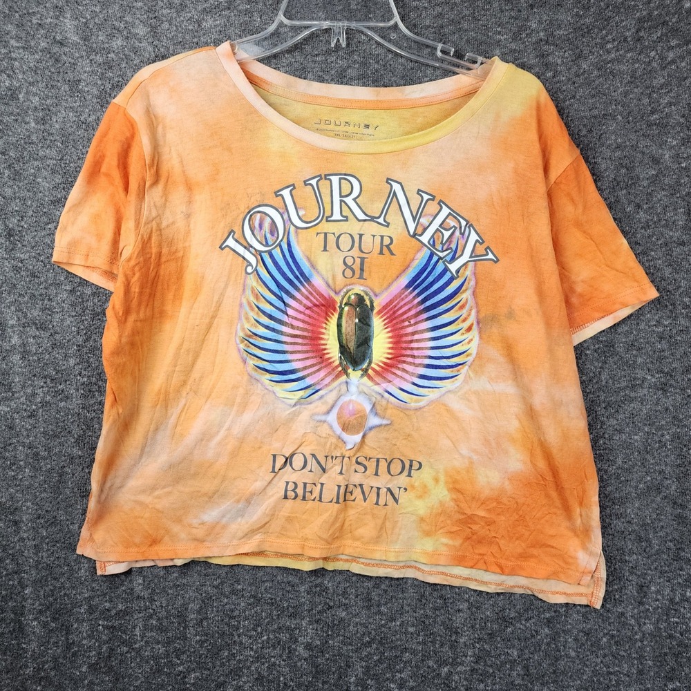 Journey Graphic T-Shirt Women 3XL Orange Tie-Dye Tour 81 Don't Stop Believin'